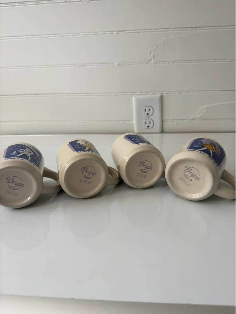 Vintage Morton Salt Girl Logo Mug Set of 4